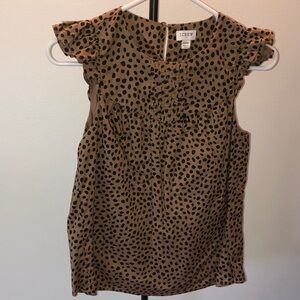 J. Crew Brown and Black Spotted Blouse